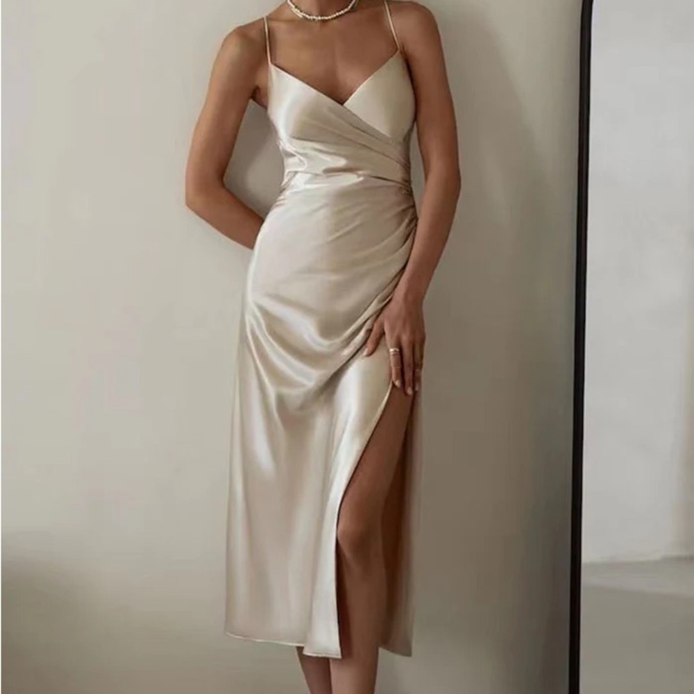 Satin Light Champagne Dress